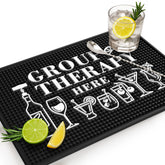 Knot and Style Group Therapy Bar Mat spill-stop protects countertops during busy bar nights.