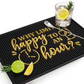 Knot and Style Why Limit Happy Hour Bar Mat: playful design and countertop protection