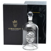 Kobi & Knight skull decanter front view, bold centerpiece for home bars.