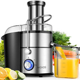 KOIOS 1300W centrifugal juicer with copper motor for maximum juice yield.