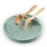 KOKUNKA blue spoon rest on stove top keeps utensils within reach and protected from heat