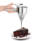 Kolibrox piston funnel on stand for precise pouring during decorating tasks