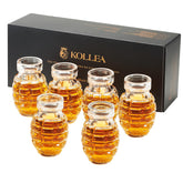Kollea grenade shot glasses with textured surface for dramatic bar presentation