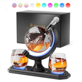 Kollea globe whiskey decanter set with space rocket inside for a striking home bar centerpiece