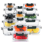 KOMUEE 30-piece glass storage set shown for organized meals and reusable containers