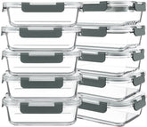 KOMUEE 30oz glass meal prep container with snap-lock lid for organized lunches.