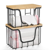KONE large trash bag holder with bamboo top keeps bags accessible