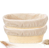 KONGDY 10-inch oval Banneton basket set ready for proofing dough.