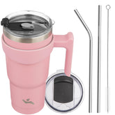 Konokyo 20oz tumbler with pink handle for easy gripping on the go.