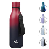 Konokyo Rosy Red insulated bottle with strap, easy to carry on the go