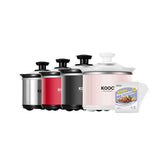 KOOC small slow cooker 0.65 qt pink round unit for compact kitchens and versatile meals.