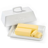 KooK ceramic extra large butter dish with lid on counter for easy access