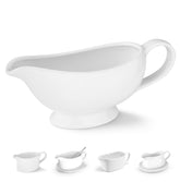 KooK ceramic gravy boat with smooth pour lip for mess-free serving.