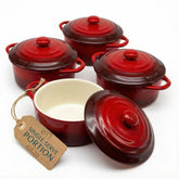 KooK Ceramic Mini Cocotte with lids and handles for easy, safe serving.