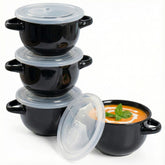 KooK French Onion Soup Crock with handles, front view, convenient serving and safe grip.