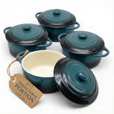 KooK mini cocotte in stone ombre with lid and handles for individual servings.