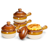 KooK Puebla crock front view shows rustic glaze and easy serving grip