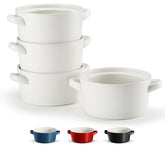 KooK Soup Crock set in matte white, stackable for easy storage.