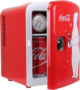 Koolatron Coca-Cola Polar Bear Mini Fridge front view for desk or bedside cooling