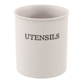 KooK ceramic utensil crock cream front view, keeps utensils easily accessible on the counter.