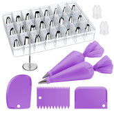 Kootek 32-piece piping set with 24 tips for versatile decorating patterns.