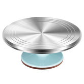 Kootek 12-inch aluminium revolving cake stand with a stable base for precise decorating.