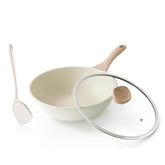 Kordisen wok ceramic coating enables easy, low-oil cooking.