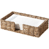 Kordory Seagrass Guest Towel Holder Tray with handwoven texture for rustic bathroom appeal.