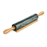 Koville marble rolling pin with green vein close-up showing smooth non-stick surface for dough.