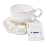 Koythin ceramic coffee mug with saucer set in pearl white for elegant coffee moments