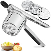 K-PamirZone 15oz potato ricer front view shows ergonomic design for easy, smooth mashing