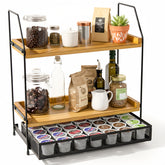 krbnk coffee bar organizer two-tier shelves for mugs and syrups with easy access