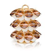 KREWEY coffee pod holder 3-tier gold displaying 27 pods for easy access.