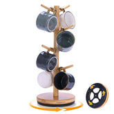 Krispmaild mug tree with 360° rotation for easy cup access on counters.