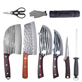 Krononidler butcher knife set with bag ready for precise meat prep.