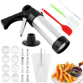 Kryslanix cookie press gun kit assembly with durable stainless steel for repeated use.