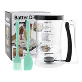 Kryslanix pancake batter dispenser with scale for precise portions on the griddle.