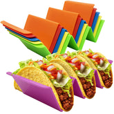 KSEV taco holder stand displaying three-taco capacity for easy serving.