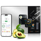 KUAIVO smart scale with TFT display shows calories for quick meal prep.