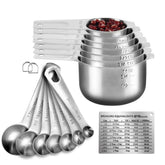 KUBEMUEG 17-piece measuring cups and spoons set shown from the front angle for quick measuring.