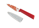 Kuhn Rikon Colori+ Serrated Knife 4-inch tomato slice for precise, clean cuts