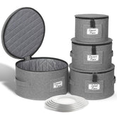 Kukikan china storage containers hard shell exterior protects dinnerware from dust and impacts.