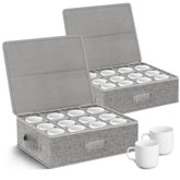 Kukikan coffee mug storage box with dividers keeps 24 cups organized for moving.