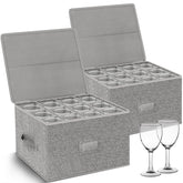 Kukikan wine glass storage box outer view; sturdy protection for stemware during storage.