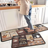 Kukli Coffee Rugs Set front view adds chic kitchen decor and comfort