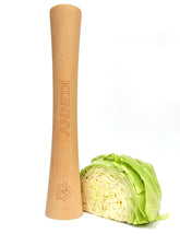 KUNNV Sauerkraut Pounder front view, durable beech wood for steady kraut pressing.