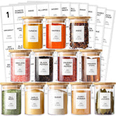Kuocodall glass spice jars with bamboo lids for airtight freshness and easy selection