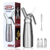 Kupadio professional aluminum whipped cream dispenser 500ml for durable dessert prep.