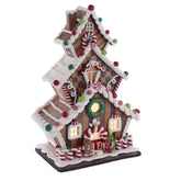 Kurt S. Adler 13-inch gingerbread LED house with three layers for festive display.