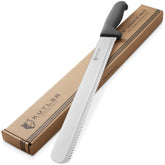 KUTLER bread knife 14-inch blade for clean, precise slices.